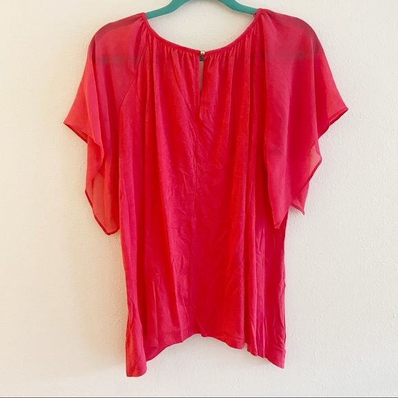 Michael Kors Pink Oversized Flowy Short Sleeve Top Blouse Round Neck XXS NEW - Picture 3 of 6